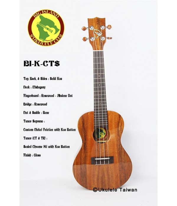 【台灣烏克麗麗 專門店】 Big Island ukulele 烏克麗麗 BI-K-CTS 全單板夏威夷木琴款 (空運來台)